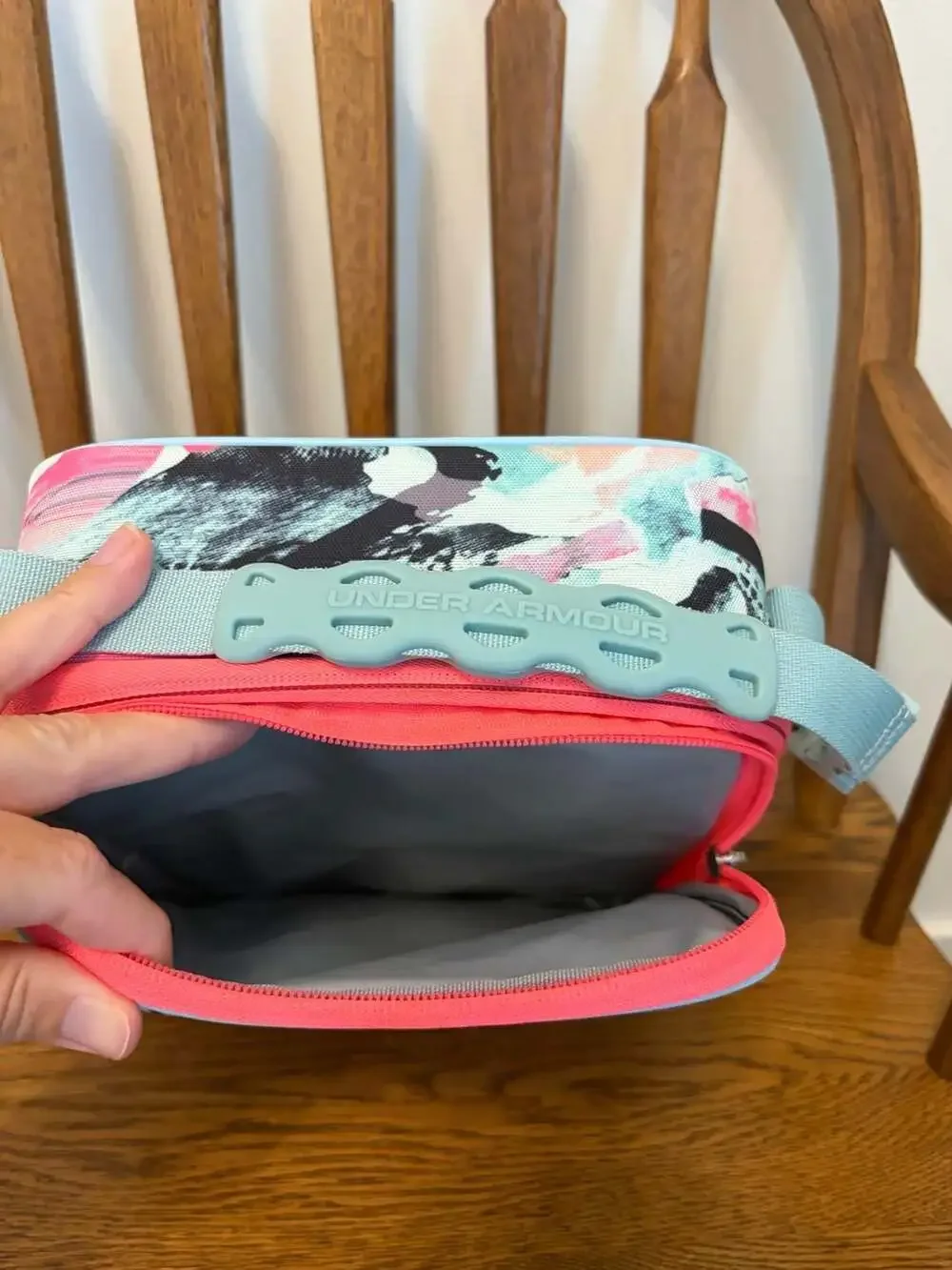Under Armour Scrimmage Lunch Box Blurred Edges Pink Blue Geometric Cooler